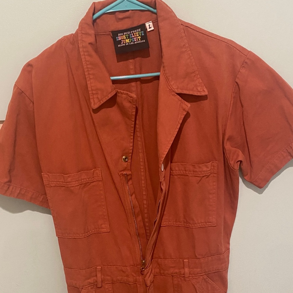 Big Bud Press Rust Orange Short-Sleeve Utility Jumpsuit - Picture 2 of 4
